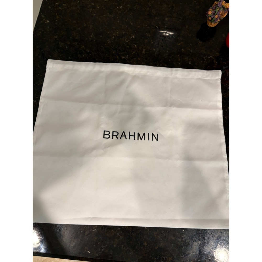 Brahmin White Drawstring Dust Bag for Handbags and Accessories 15x13.5